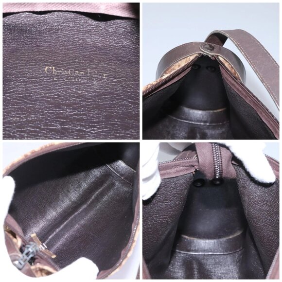 Christian Dior Trotter Canvas Shoulder Bag Beige Brown gold Auth - Picture 15 of 16